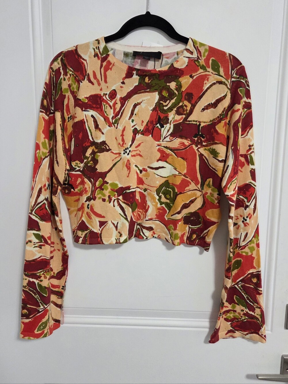 Zara Women's Cropped Floral Knit Top - Size L